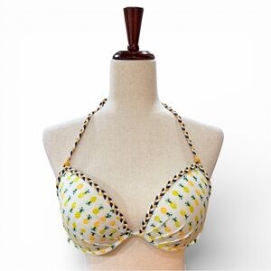 VICTORIA'S SECRET Yellow Pineapple Novelty Print Bikini Top Size 34D / Medium
